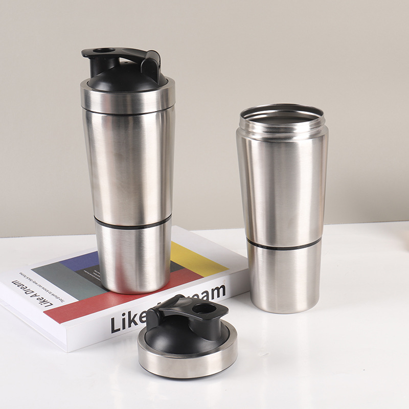 Nutrition For Fitness - Stainless Steel Protein Shaker Cup Portable