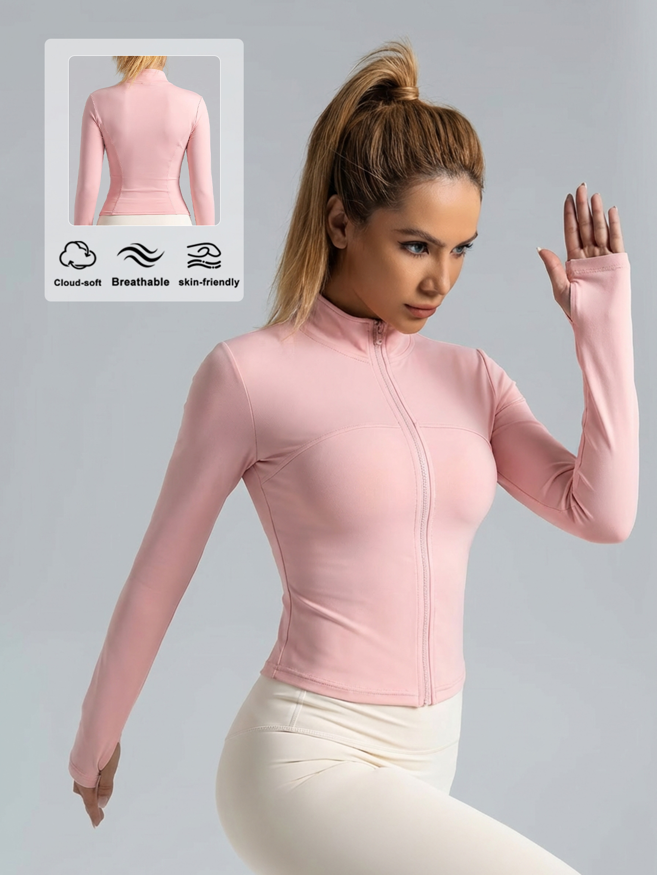 New Women Light pink Yoga Coat - Fitness & Nutrition Lab 评论和价格