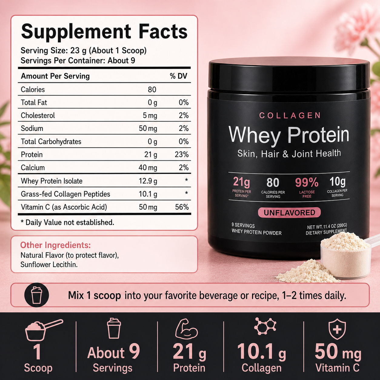 Collagen Whey Protein Powder 2 - Nutrition For Fitness 评论和价格