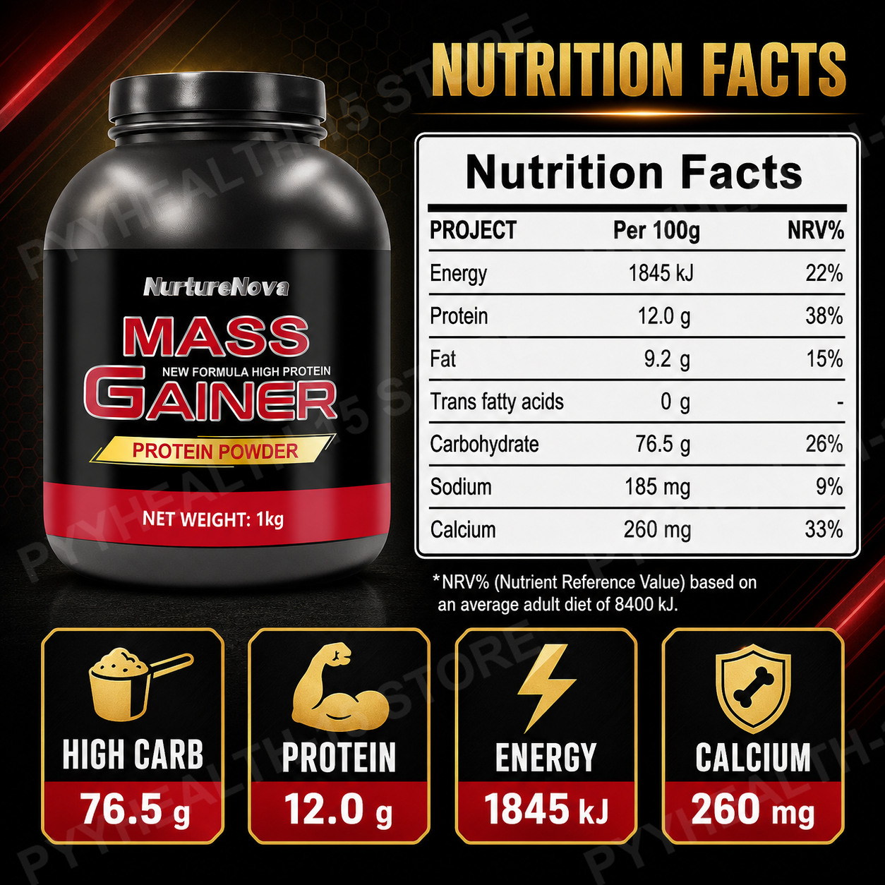 Mass Gainer Protein Powder 1kg - Nutrition For Fitness 评论和价格